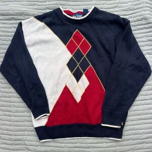 Par Four Argyle Color Blocked Argyle Diamond Sweater